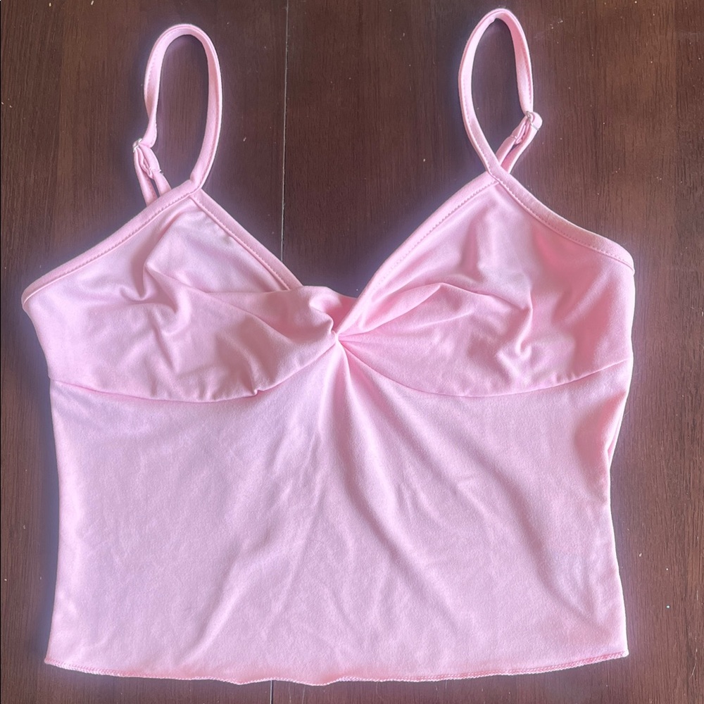 Pink Spaghetti Strap Crop Top
